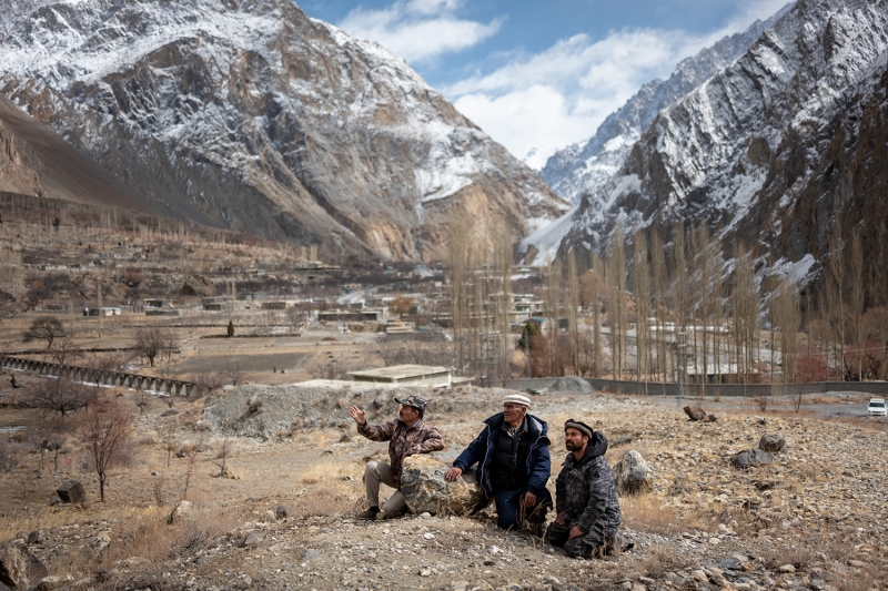 Conservationist Abul Khan and two members of his village search for ibex and leopards in the northern Hunza Valley. Photo by Todd Brown