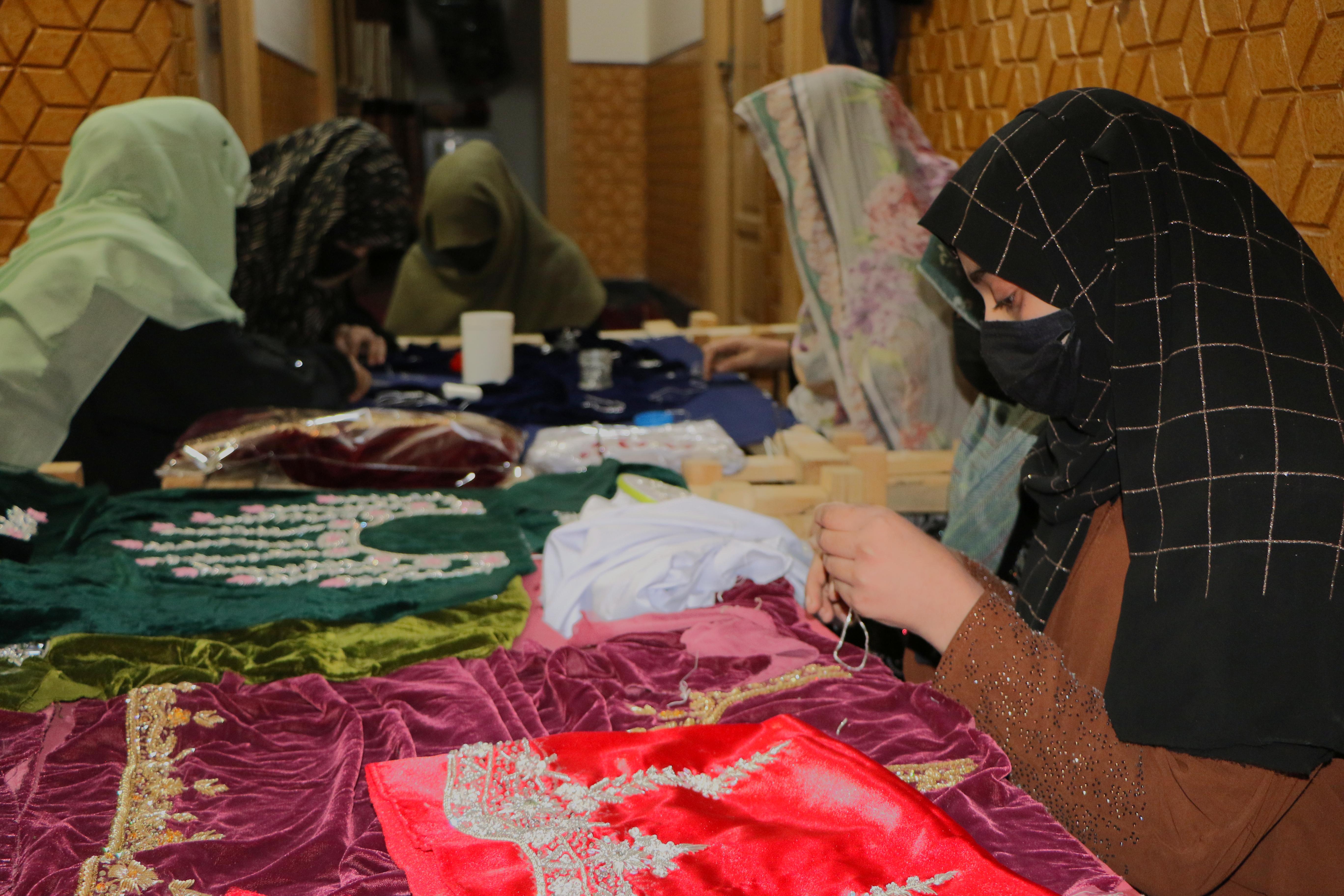 Salmadozi Center in Jalalabad, Afghan women are producing beautiful handicrafts such as bead sewing and traditional embroidery