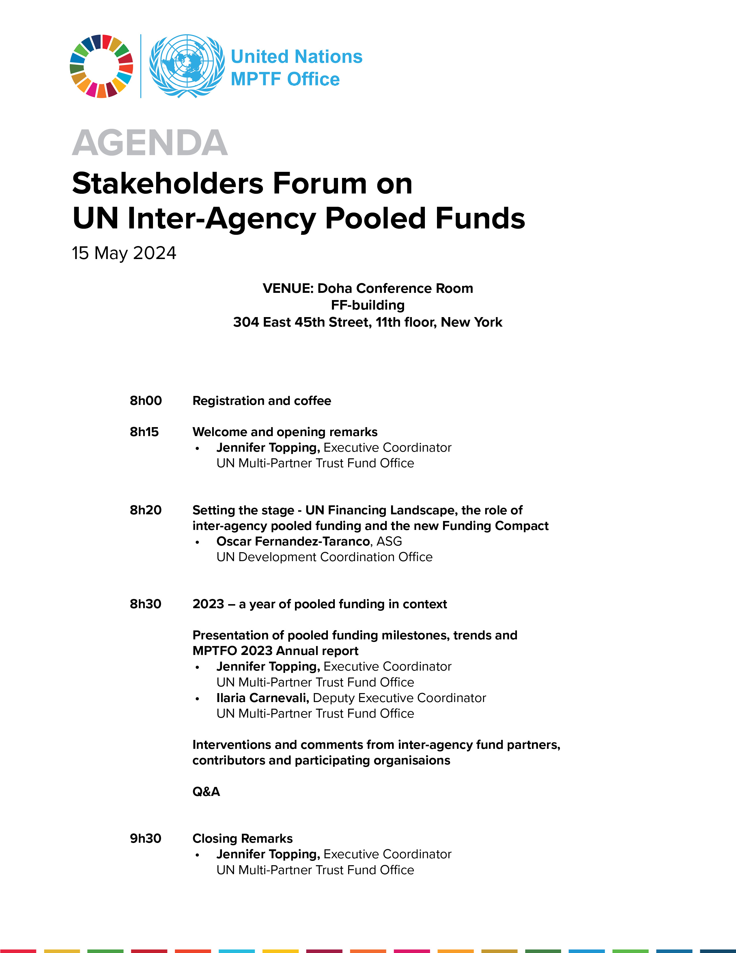 Agenda Stakeholder Forum May 2024