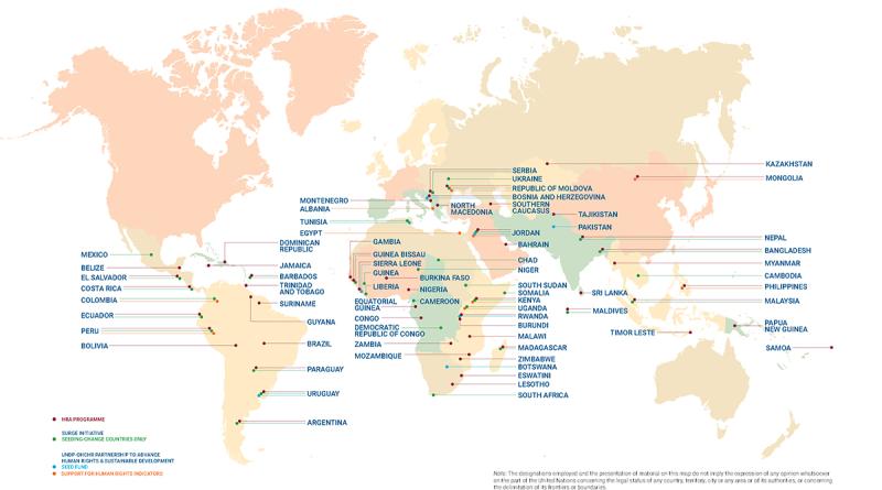Map - HRM Fund support for 73 countries