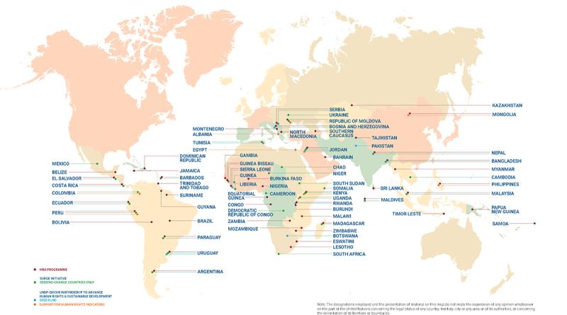 Map - HRM Fund support for 73 countries