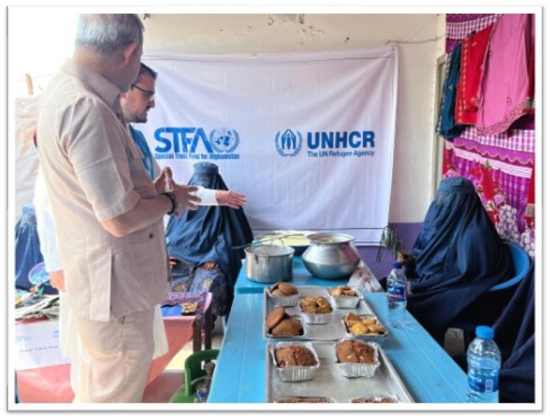 Resident Coordinator Indrika Ratwatte exchanging insights with MSMEs beneficiaries in Azadi Mena, Matun City, Khost Province