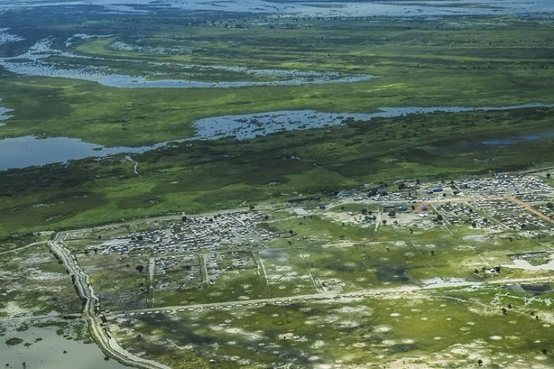 An aerial view of Bentiu showing severe impact flooding on communities. Photo: IOM2024/Muse Mohammed